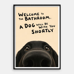 Bienvenido al perro del baño — Impresión artística vertical n.° 01