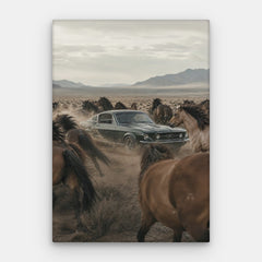 Canvas Woestijnmustangs — Canvas verticaal #01